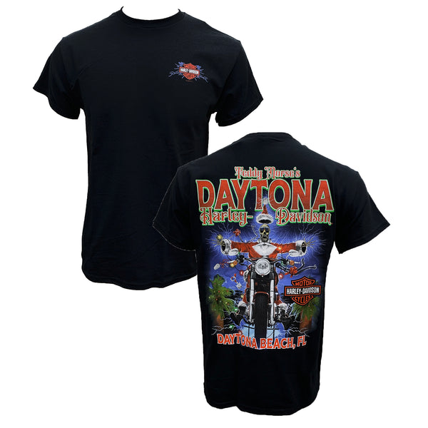 Teddy Morse's Daytona Harley-Davidson Men's Shocking Christmas Surprise Limited Edition Short Sleeve Shirt, Black