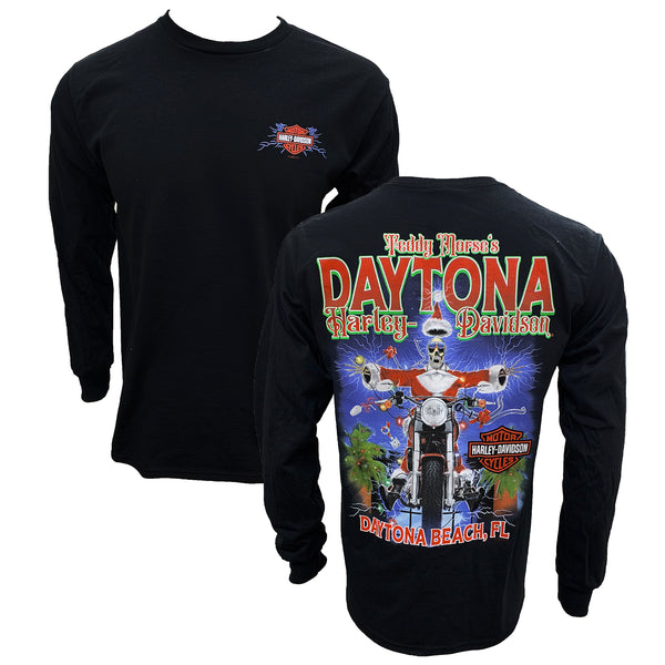 Teddy Morse's Daytona Harley-Davidson Men's Shocking Christmas Surprise Limited Edition Long Sleeve Shirt, Black