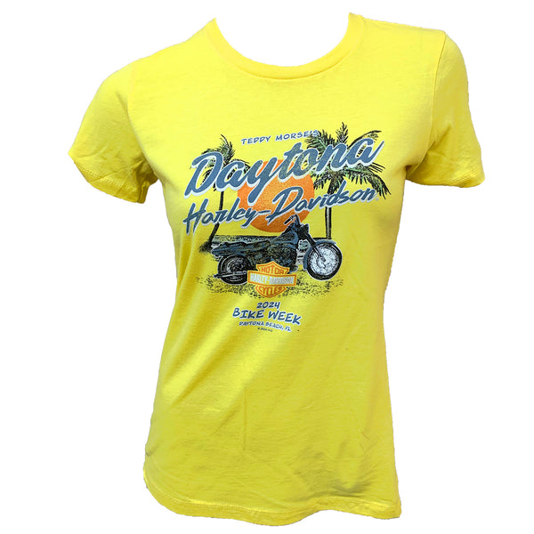 Teddy Morse's Daytona Harley-Davidson Women's Bike Week 2024 Daybreak Short Sleeve Shirt, Yellow
