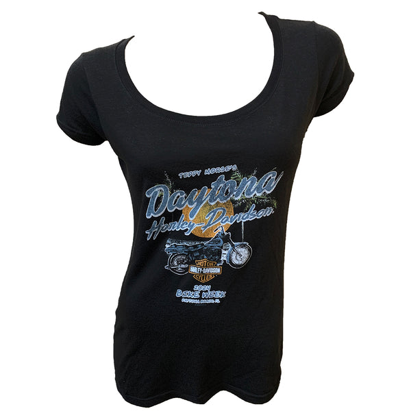 Teddy Morse's Daytona Harley-Davidson Women's Bike Week 2024 Daybreak Short Sleeve Shirt, Black