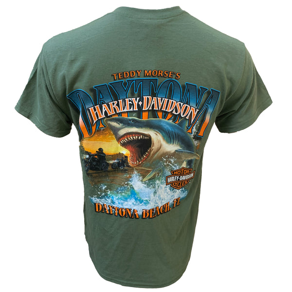 Teddy Morse's Daytona Harley-Davidson Men's Great White Shark Short Sleeve Shirt,