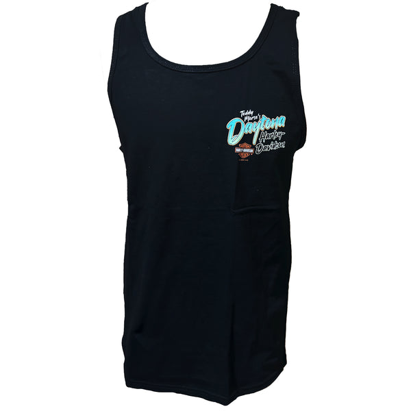 Teddy Morse's Daytona Harley-Davidson Men's Exclusive Ride The Loop Sleeveless Shirt, Black Tank