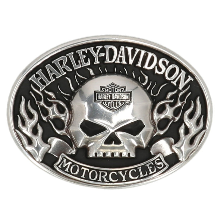 Harley-Davidson Men's Immunity Flame Willie G Skull Belt Buckle, Silver/Black MAU001