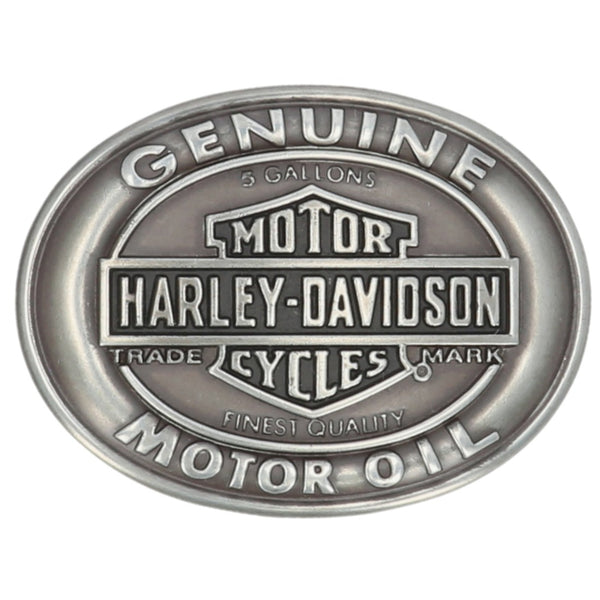 Harley-Davidson Men's Genuine Motor Oil Bar & Shield Belt Buckle, Antique Nickle Silver MAU004