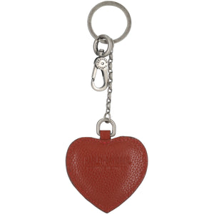 brown heart-shaped Harley-Davidson keychain with a metal chain on a white background