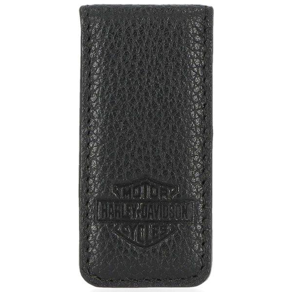 Harley-Davidson Men's Bar & Shield Leather Magnetic Money Clip, Black MAU-800