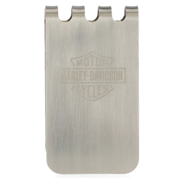 Harley-Davidson Etched Bar & Shield Logo Metal Money Clip W/ Bottle Opener, Silver MAU900