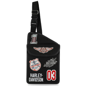 Harley-Davidson Women's Vintage Patch Polyester Adjustable Sling Bag, Black MHW137/08