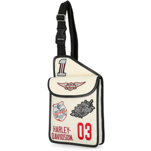 Harley-Davidson shoulder bag with branding on a white background