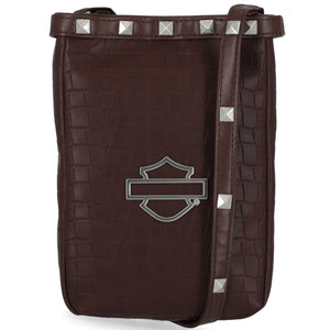 Harley-Davidson Women's Metal Bar & Shield Logo Croco Crossbody Purse, Brown MHW142/36