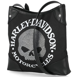 Harley-Davidson Women's Willie G. Skull Embellished Adjustable Crossbody Purse, Black MHW143/08