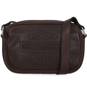 Harley-Davidson Women's Traditional B&S Logo Leather Crossbody Purse, Brown MHW155/01
