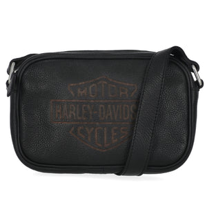 Harley-Davidson Women's Traditional B&S Logo Leather Crossbody Purse, Black MHW155/08