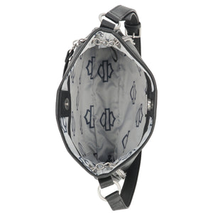 Harley-Davidson Women's Raised Willie G. Skull Genuine Leather Shoulder Purse, Black MHW180/08