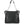 Black leather handbag with skull design and chain strap on a white background