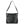 Black leather handbag with skull design and chain details on a white background