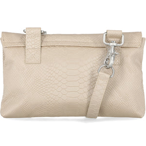 Beige handbag with a strap on a white background