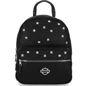 Harley-Davidson Women's Croco Embossed Stud Bar & Shield Backpack, Black MHW203/08
