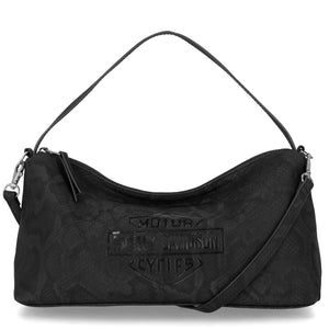 Harley-Davidson Women's Snake Printed PU 11.75" x 6" Short Detachable/Adjustable Shoulder XB Purse, Black MHW207/08