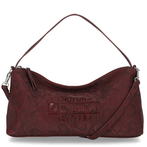 Harley-Davidson Women's Snake Printed PU 11.75" x 6" Short Detachable/Adjustable Shoulder XB Purse, Rum Red MHW207/27