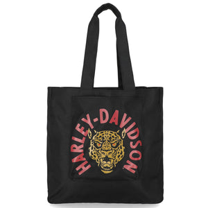 Harley-Davidson Women's Cheetah Polyester 15" Reversible Tote Bag, Black MHW211/08