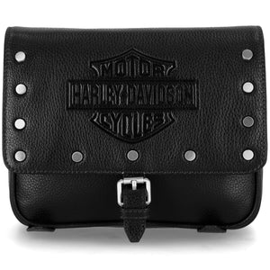 Harley-Davidson Women's Core Stud Buckle Strap Closure 9" x 7.5" Leather Backpack, Black MHW214/08