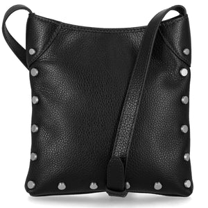 Harley-Davidson Women's Stud 7.5 x 8.5 Leather Adjustable/Detachable Crossbody, Black MHW217/08