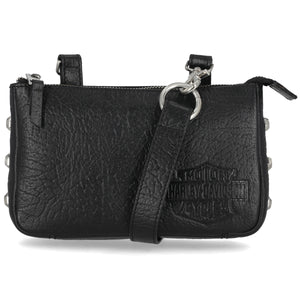 Harley-Davidson Women's Hex Stud Leather 8 X 5 Adjustable/Detachable Hip Bag, Black MHW221/08