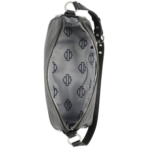 Harley-Davidson Women's Hex Stud Leather Adjustable Hobo Purse, Black MHW222/08