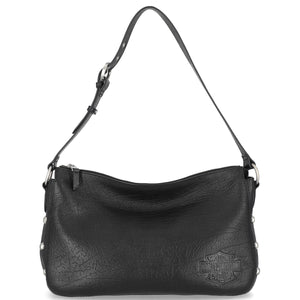 Harley-Davidson Women's Hex Stud Leather Adjustable Hobo Purse, Black MHW222/08
