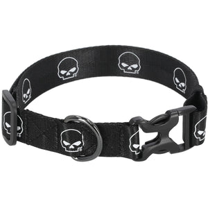 Harley-Davidson Repated Wille G. Skull Polyester Clip Closure Pet Collar, Black MPC005/08