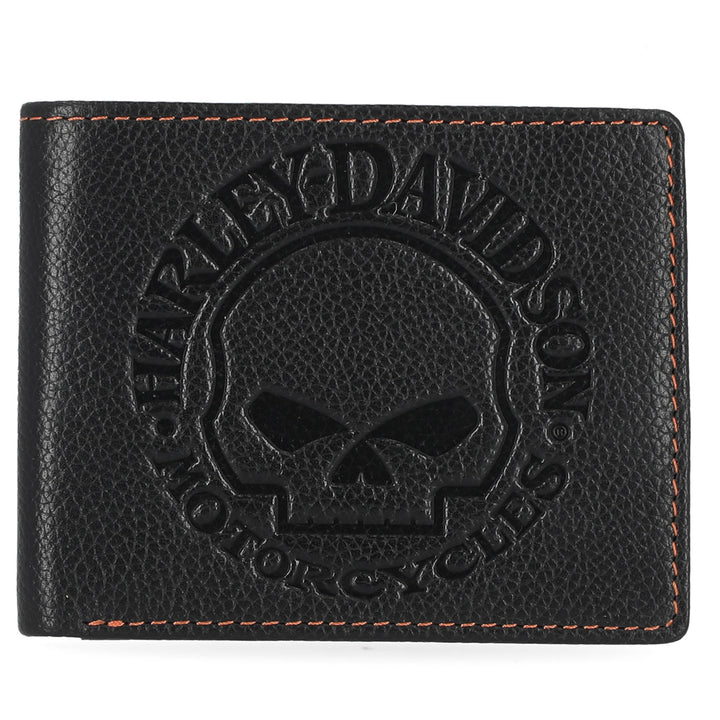 Harley-Davidson Men's Willie G Skull Passcase Bi-Fold Wallet, Black MWM005/08