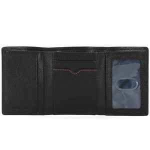 Harley-Davidson Men's Classic Bar & Shield Logo Genuine Pebble Leather Tri-Fold Wallet, Black MWM006/08