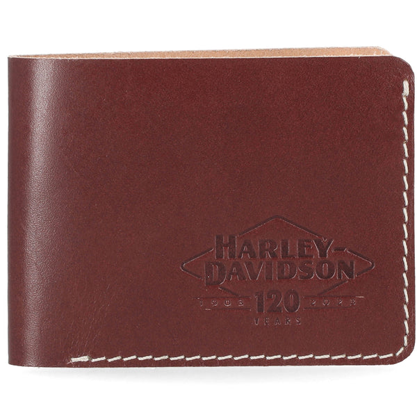 Harley-Davidson 120th Anniversary Men's Handstained Billfold, Wallet Rum Raisin
