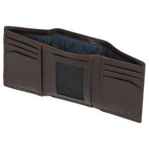 Harley-Davidson Men's Bar & Shield Plate Tri-Fold Leather Wallet MWM044, Brown