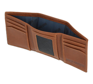 Harley-Davidson Men's Bar & Shield Plate Tri-Fold Leather Wallet MWM044, Brown