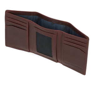 Harley-Davidson Men's Bar & Shield Plate Tri-Fold Leather Wallet MWM044, Oxblood Brown