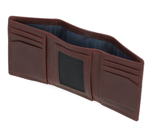 Harley-Davidson Men's Bar & Shield Plate Tri-Fold Leather Wallet MWM044, Brown