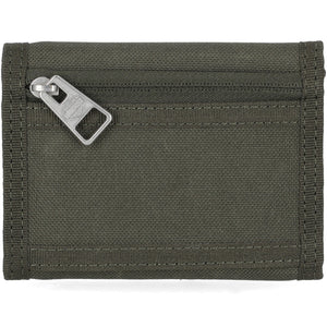Green wallet with a metal clip on a white background