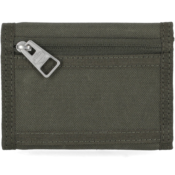 Green wallet with a metal clip on a white background