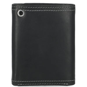 Harley-Davidson Men's Skull Stitch Tri-Fold Genuine Leather Wallet, Black MWM083/08