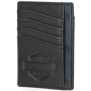 Black leather wallet with Harley-Davidson logo on a white background