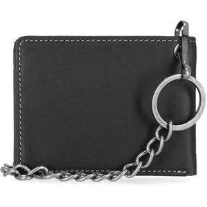 Harley-Davidson Men's Bar & Shield Embroidered Billfold Chain Leather Wallet, Black MWM118/08
