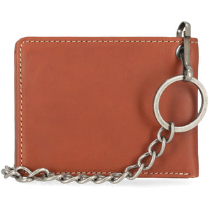 Harley-Davidson Men's Bar & Shield Embroidered Billfold Chain Leather Wallet, Cognac Brown MWM118/35