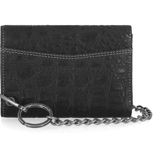 Harley-Davidson Men's B&S Logo Croco Medium Trifold Chain Wallet, Black MWM126/08