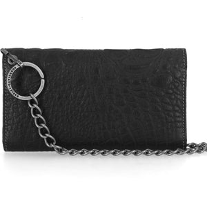 Harley-Davidson Men's B&S Logo Croco RFID Trucker Trifold Chain Wallet, Black MWM127/08