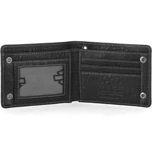 Harley-Davidson Men's B&S Logo Croco RFID Billfold Chain Wallet, Black MWM128/08