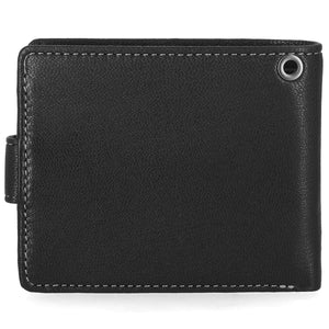 Harley-Davidson Men's Snap Genuine Leather RFID Metal Eyelet Billfold Wallet, Black MWM130/08