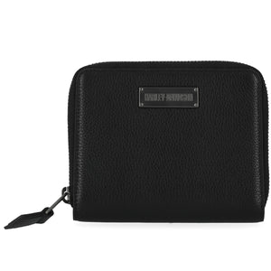 Harley-Davidson Women's Classic Small Zip Around Leather Wallet, Black MWW001/08