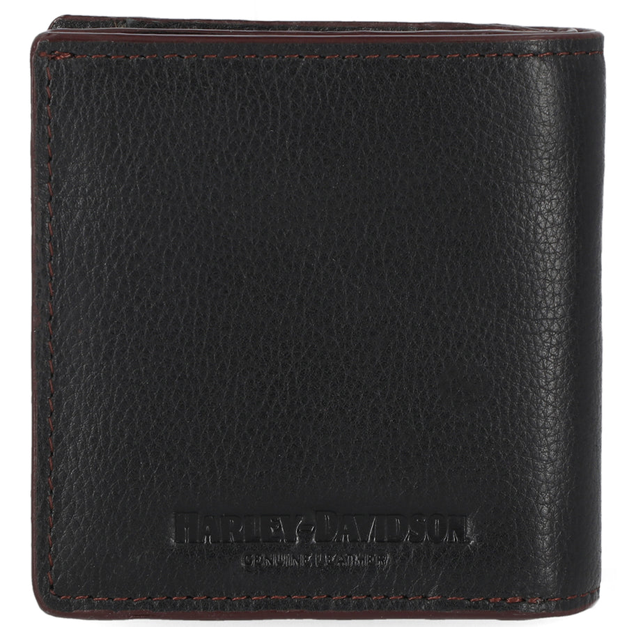 Harley-Davidson 120th Anniversary Women's 120th Zip Embossed Billfold Wallet, Pebble Black Leather